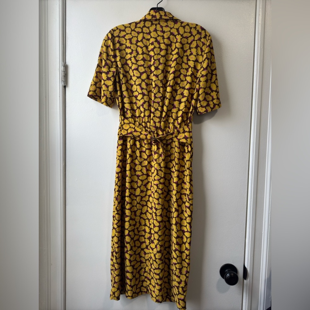 Kate Spade New York Sunny Bloom Ruched Front Shirt Yellow Patterned Dress Sz 2 - Picture 7 of 10